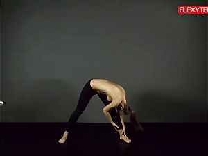 brunette gymnast flashing of her bum