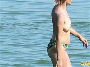 thick bra-stuffers unexperienced Beach milfs - voyeur Beach vid